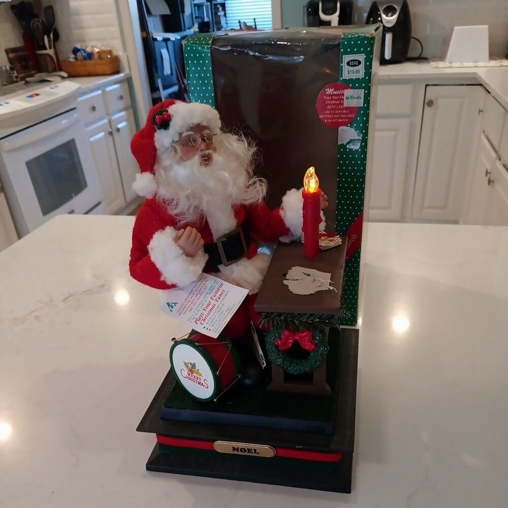 Vintage Holiday Creations Holiday Scene Lights Plays Music Santa - Tested- Works